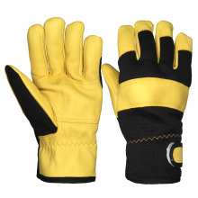 Winter Warm Yellow Goatskin Fleece Lining Heavy Duty Garden Work Leather Driver Gloves